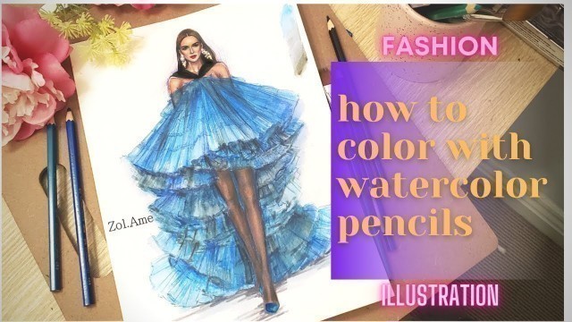 'How To Color Your Fashion Sketch With Watercolor Pencils'