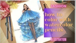 'How To Color Your Fashion Sketch With Watercolor Pencils'