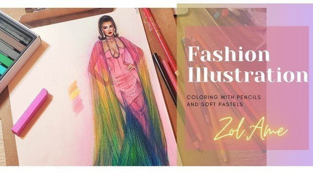 'How I Color My Fashion Sketch With Pencils/Pastels - Zol.Ame\'s Fashion Girls'