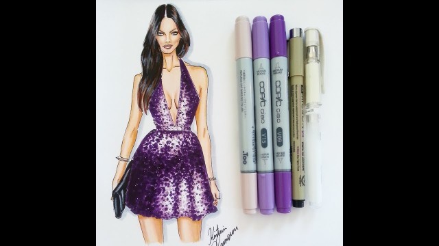 'Fashion Tutorial: Coloring a sequin dress with Copic Markers'