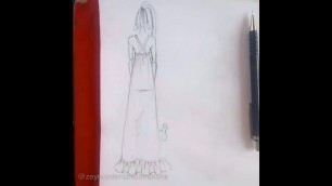 'Fashion sketch tutorial by ZEYNEP DENIZ- back view summer dress'