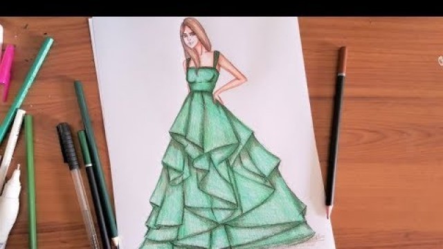 'Fashion Drawing : How To Draw a Layered  Ball Gown Dress'