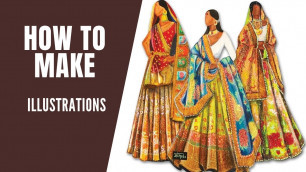 'How to draw fashion illustrations || fashion sketch || Bridal Lehenga Dress #fashionsketch'