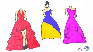 'fashion dress drawing | fashion sketches | fashion illustration | Art of Ajitha'