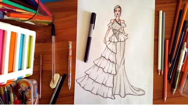 'Fashion Drawing: How to Draw a Ruffle Tiered Dress'