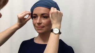 'Two different ways of tying a chemo head scarf'