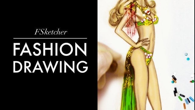 'Adding Crystals & Sequins to Sketch Part 1| Fashion Drawing'