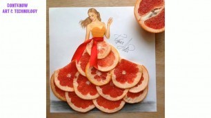 'Amazing Sketches for Creative Inspiration | Fashion Sketch |fashion design drawing with food'