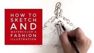 'How to Sketch and Watercolor a Fashion Illustration Part 1 Sketching a Fluffy Dress'