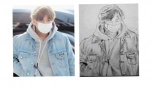 '#shots Drawing Kim Taehyung in Airport Fashion style'