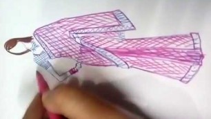 'fashion illustration.How to draw saree pattern'