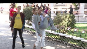 'EXCLUSIVE - Bella Hadid and Gigi Hadid have a blast while rehearsing for the Alberta Ferretti Fashio'