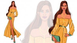 'fashion Illustration: Coloring off shoulder dress using autodesk sketch book'