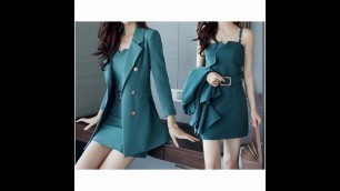 '2015 AUTUMN OFFICE LADIES SUITS PLUS SIZE DRESS SLIM PACKAGE HIP VEST SKIRT LONG SLEEVED DRESS TWO'