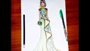 'Fashion Illustration: Drawing Dress Using Color Pencil For beginners'