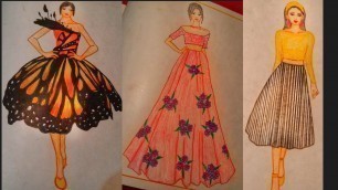 'MY Fashion Designing Record | Basic Fashion Designing Sketches | Fashion  Illustration'