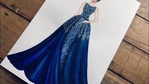 'Fashion Illustration | Acrylic Paint | Gown | For Beginners | Twilight Time Art'