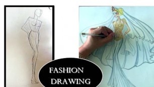 'Dessin de Mode robe Haute Couture !  wedding dress drawing fashion sketch'