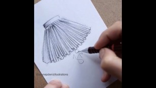 'Fashion sketch tutorial by ZEYNEP DENIZ-tulle w/gathers'