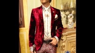 'Gothic aristocratic steampunk fashion red velvet party blazer 2989 ONGala'