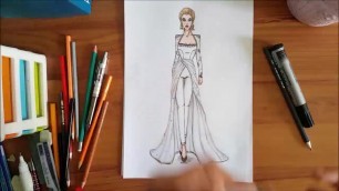 'Fashion Drawing : How To Draw  Jumpsuit With Shoulder Pad Sleeve'