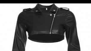 'Iamhotty Black PU Leather Crop Jacket Street Wear Punk Style Womens Co 11/11/2021 14:49'