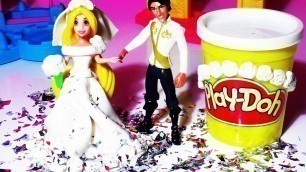 'Play-Doh Rapunzel WEDDING DRESS Up Play Dough Fashion Fun Barbie Girls Princess Games Kids Doll Toys'