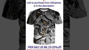 '3D Motorcycle T-shirt Punk Clothing Retro Clothes Mechanical Tshirt Tops | rcn | amazon |'