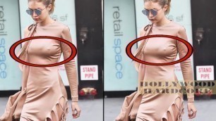 'OMG! Gigi Hadid Wears Sheer NUDE Color Dress And Shows Off NIPPLES In Public'