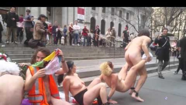 'Nude protest by the New York Public library,'