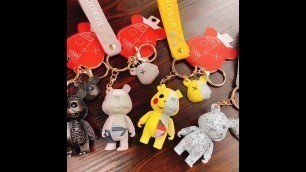 'Cartoon Funny Half Skull Body Bear Keychain Fashion Punk Animal Keyring Car Bag Pendant Key Chains'