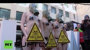 'Near-nude PETA activists cause a stir at London Fashion Week'