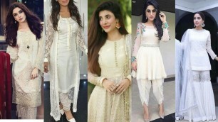 'Latest white dress designs 2020 | pak actress wearing white dress | elegant white suits'