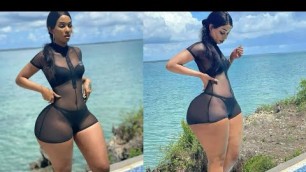 'curvy black women in bikini swimsuit, plus size fashion model, try on haul 1'